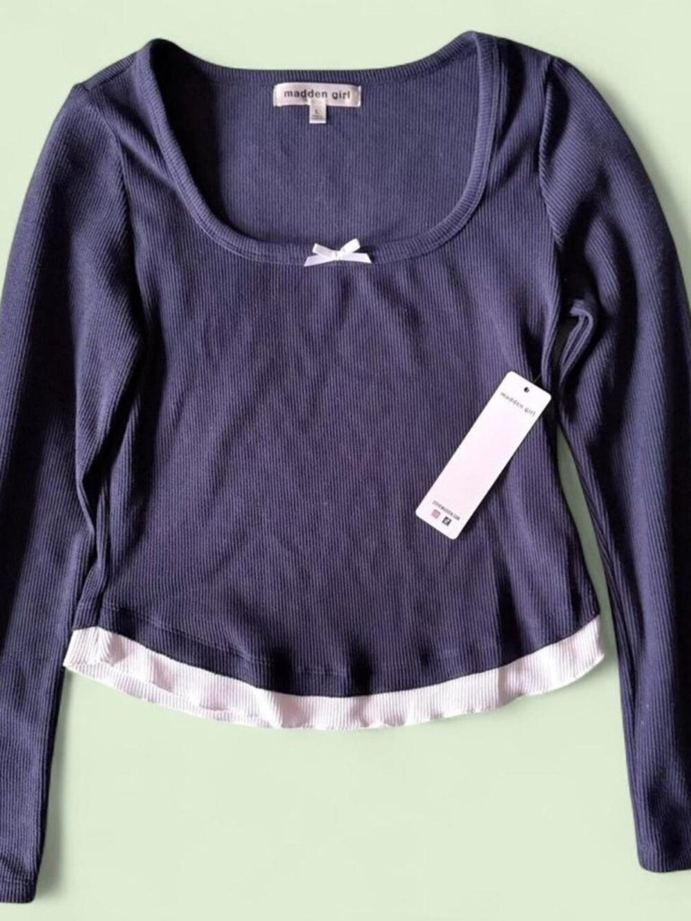 Madden Girl Women's Navy and White Shirt